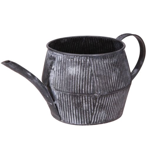 Artikel Metalen kan decoratieve vintage groeven in zwart H12,5cm