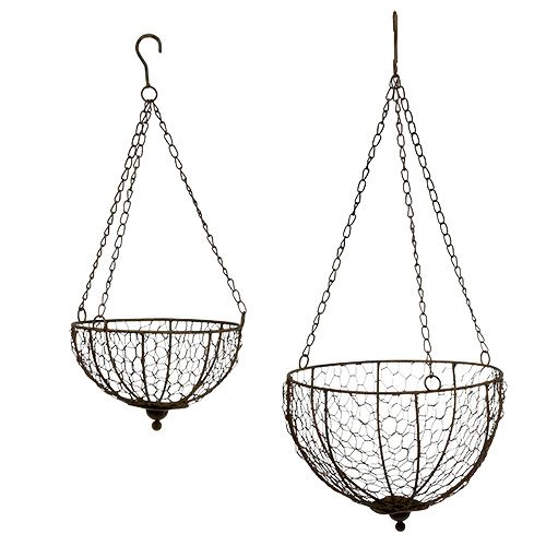 Floristik24 Metalen mandenset van 2 om op te hangen Ø17.5cm - Ø22.5cm