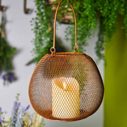 Floristik24 Metalen lantaarn met rooster roest kaarsenhouder Ø20cm H17cm