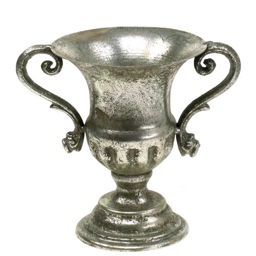Floristik24 Metalen beker antiek look zilver Ø12,5cm H16,5cm