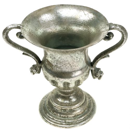 Floristik24 Metalen beker antiek look zilver Ø12,5cm H16,5cm