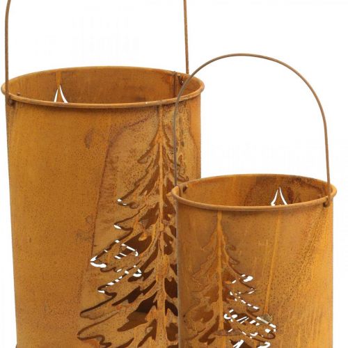 Artikel Lantaarn metalen lantaarn patina decoratie Ø16/20,5cm set van 2
