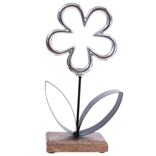 Artikel Metalen bloemdecoratie zilver zwart tafeldecoratie lente H36cm