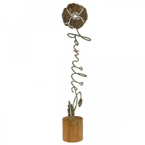 Floristik24 Metalen deco bloem houten standaard met opschrift "Familie" H40cm