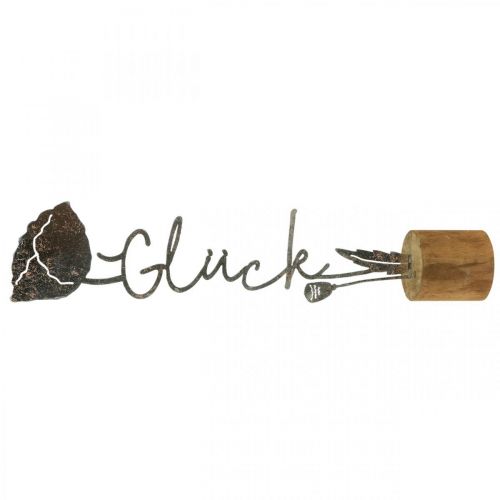 Floristik24 Metalen deco bloem houten standaard met opschrift "Happiness" H40cm