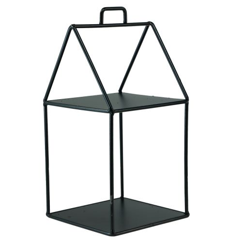 Floristik24 Metalen decoratieve huizen zwart vintage H28/50cm set van 2