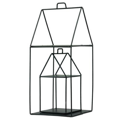 Floristik24 Metalen decoratieve huizen zwart vintage H28/50cm set van 2