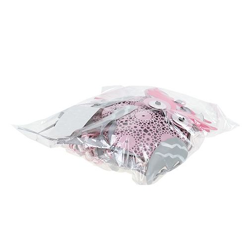 Floristik24 Metalen hanger uil grijs, wit, roze 10cm 3st