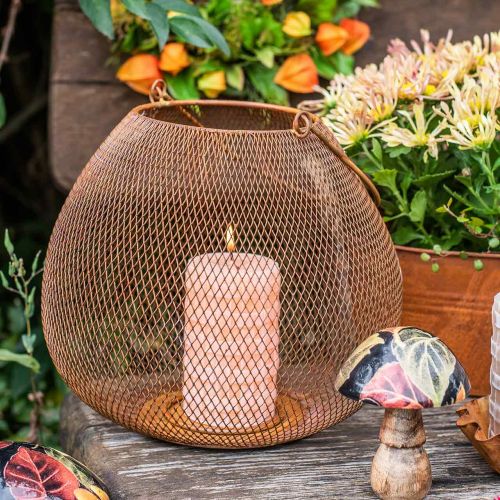 Floristik24 Metalen lantaarn met roosterrooster tafeldecoratie Ø26cm H20cm