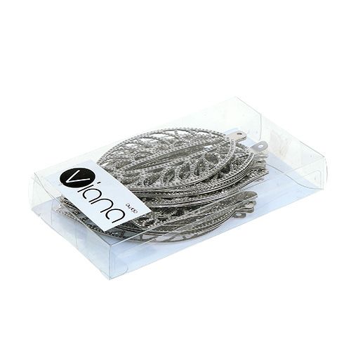 Floristik24 Metalen plaat om op te hangen zilver 4cm x 7cm 24st
