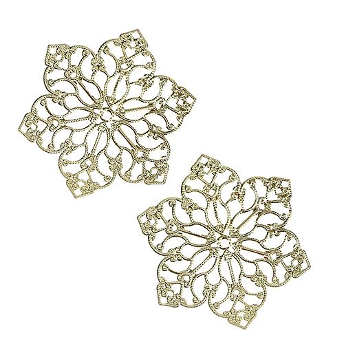 Metalen bloem met ornament Ø5.5cm goud 24st | Floristik24.nl