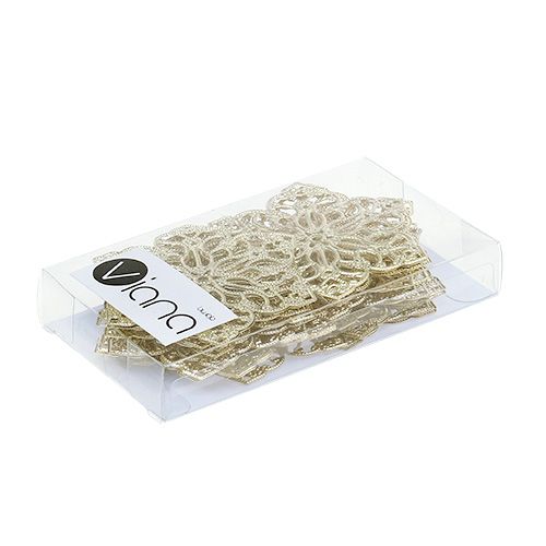 Metalen bloem met ornament Ø5.5cm goud 24st | Floristik24.nl