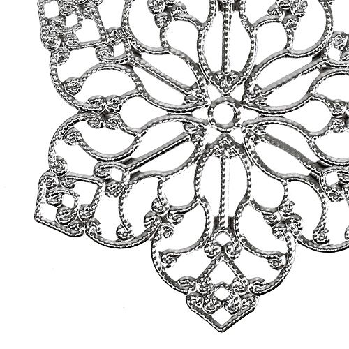 Artikel Metalen bloem met ornament Ø6,5cm zilver 24st