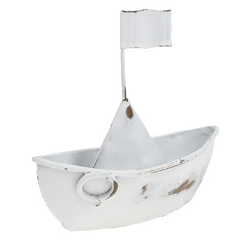 Floristik24 Metalen boot wit 11cm x 10cm 1st