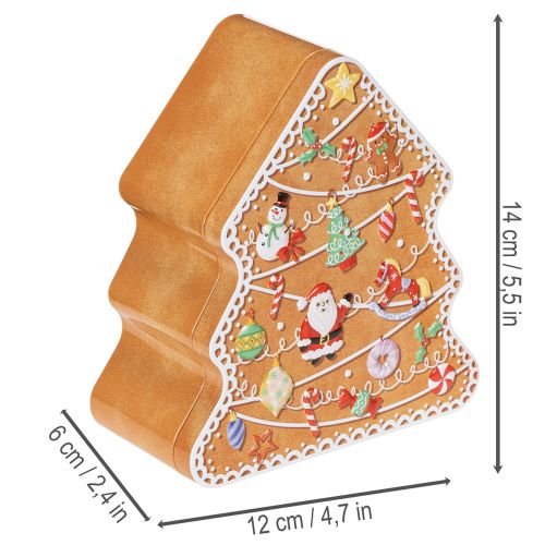 Kerstblik, koekblik, kerstboom en huisje, peperkoeklook, 14 cm, 2 stuks | Floristik24.nl