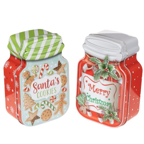 Metalen koekblik met kerstmotief in de vorm van een koekjespot, 15 cm, 2 stuks kopen | Floristik24.nl