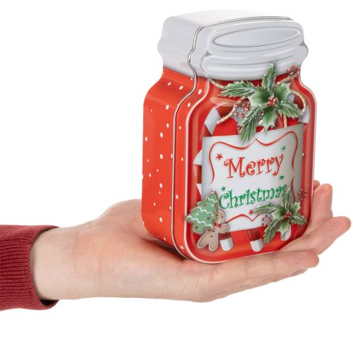 Metalen koekblik met kerstmotief in de vorm van een koekjespot, 15 cm, 2 stuks | Floristik24.nl