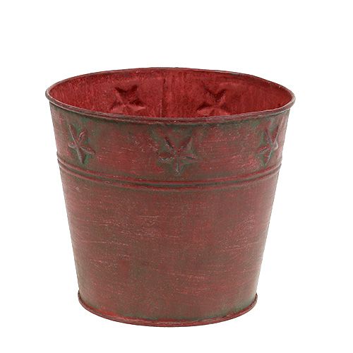Metalen emmer rood met sterren Ø15cm H13cm | Floristik24.nl