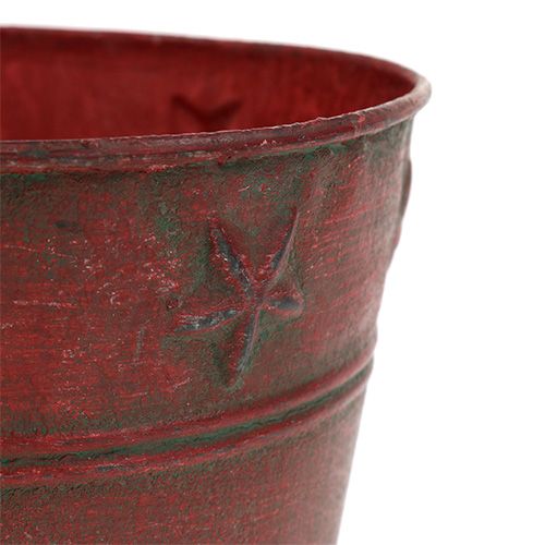Metalen emmer rood met sterren Ø15cm H13cm | Floristik24.nl