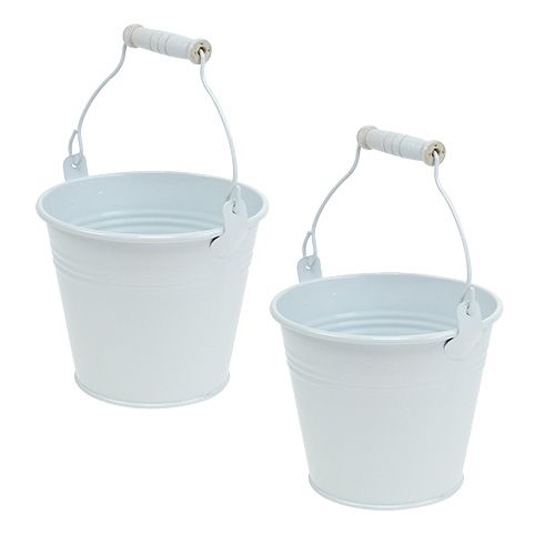 Metalen emmer wit Ø10cm H8cm 10p | Floristik24.nl