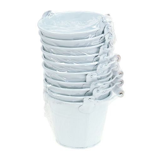 Metalen emmer wit Ø10cm H8cm 10p | Floristik24.nl
