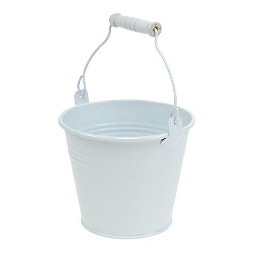 Floristik24 Metalen emmer wit Ø12cm H10cm 8 st