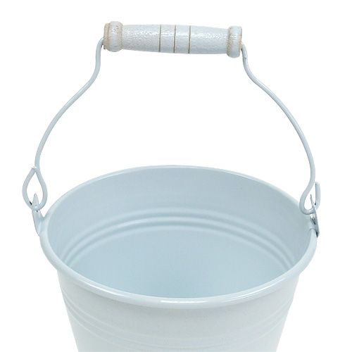 Floristik24 Metalen emmer wit Ø12cm H10cm 8 st