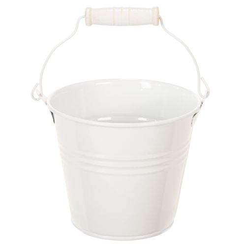 Floristik24 Metalen emmers, wit, Ø12cm, H10cm, 8 stuks