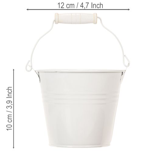 Artikel Metalen emmers, wit, Ø12cm, H10cm, 8 stuks