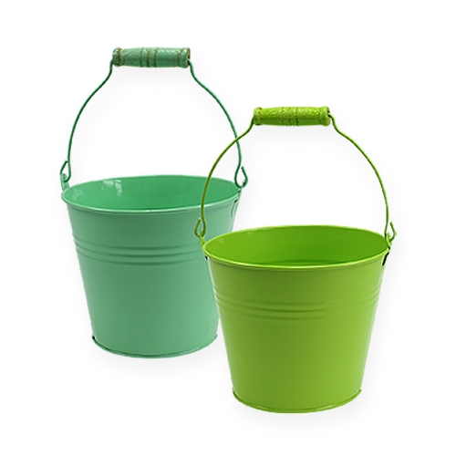 Floristik24 Decoratieve emmer groen assorti Ø12cm H10cm 8st.