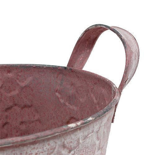 Floristik24 Metalen emmer met bloemen roze Ø15.5cm H15cm