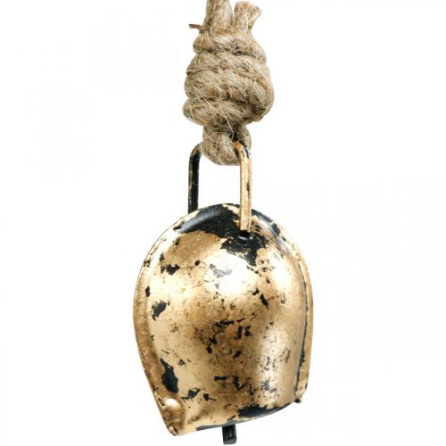 Floristik24 Metalen bellen om op te hangen, landhuisdecoratie, gouden koebellen, antiek look 5 × 3,5 cm 12 stuks