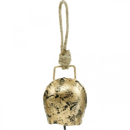 Floristik24 Bellen om op te hangen, mini koebellen, landhuis, metalen bellen goud, antiek look 7 × 5cm 12st