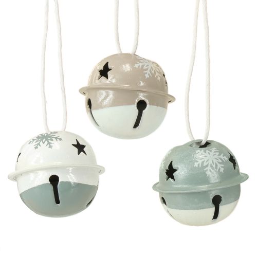 Floristik24 Metalen bellen Kerstklokken Mint Beige Ø3cm 16st