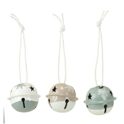 Artikel Metalen bellen Kerstklokken Mint Beige Ø3cm 16st
