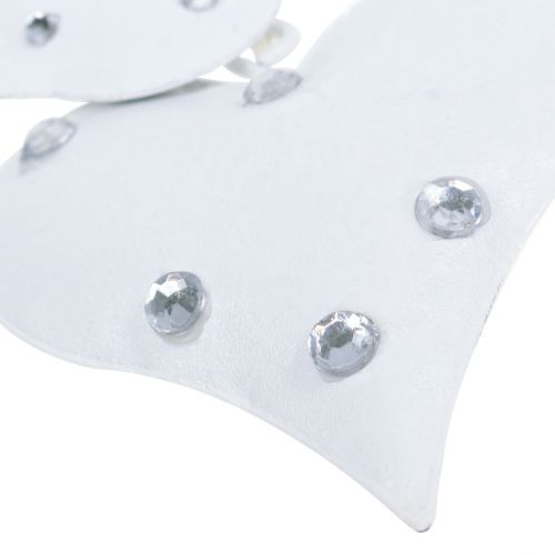 Floristik24 Metalen hanger vogelnest met hartjes wit 18cm 3st