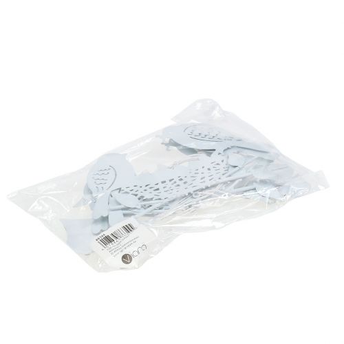 Floristik24 Metalen hanger vogelnest met hartjes wit 18cm 3st