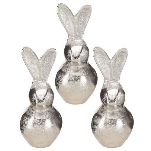 Artikel Decoratief Konijn Zilver – Modern Paasfiguur van metaal voor stijlvolle lentedecoratie 11cm 3 st.