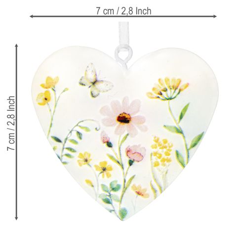 Artikel Hartvormige hangers met bloemenmotieven als wanddecoratie, 7 cm, 6 stuks