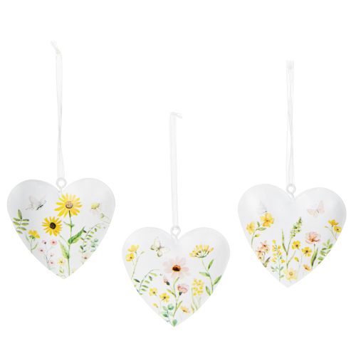 Artikel Hartvormige hangers met bloemenmotieven als wanddecoratie, 7 cm, 6 stuks