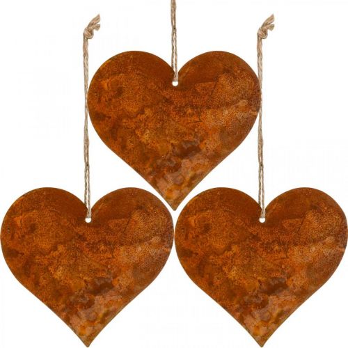 Floristik24 Harten om op te hangen herfst metalen decoratie patina 9.5×10cm 12st