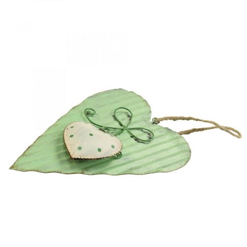 Artikel Metalen hart, decoratief hart om op te hangen, hartdecoratie H14,5cm 2 st.