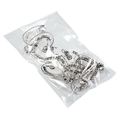 Floristik24 Metalen harten zilver 3cm 6st