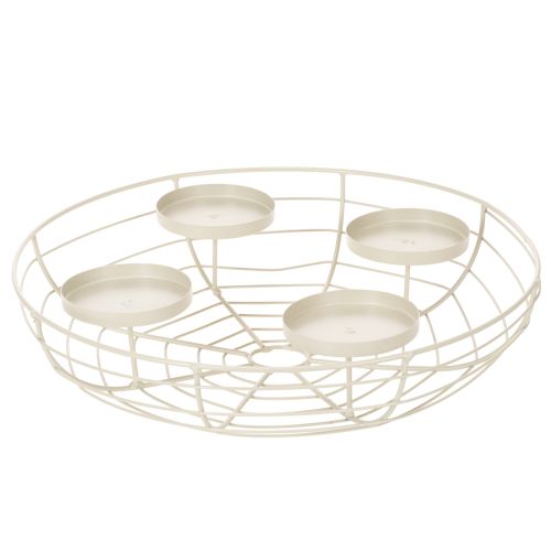 Ronde adventskrans kaarsenhouder voor vier theelichtjes of kaarsen, 35 cm