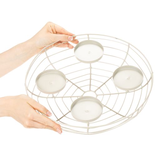 Ronde adventskrans kaarsenhouder voor vier theelichtjes of kaarsen, 35 cm | Floristik24.nl