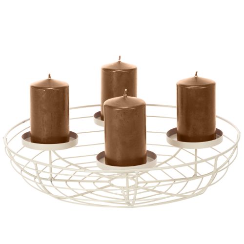 Ronde adventskrans kaarsenhouder voor vier theelichtjes of kaarsen, 35 cm | Floristik24.nl