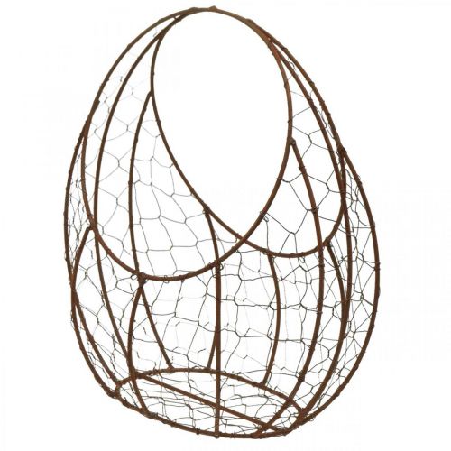 Draadmand Metalen Planter Lente Decoratie Paasmand Bruin Patina H34cm L30cm