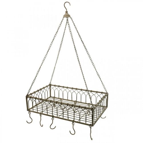 Floristik24 Vierkante metalen mand met ophanghaak decoratie metaal 50x30,5x12,5cm