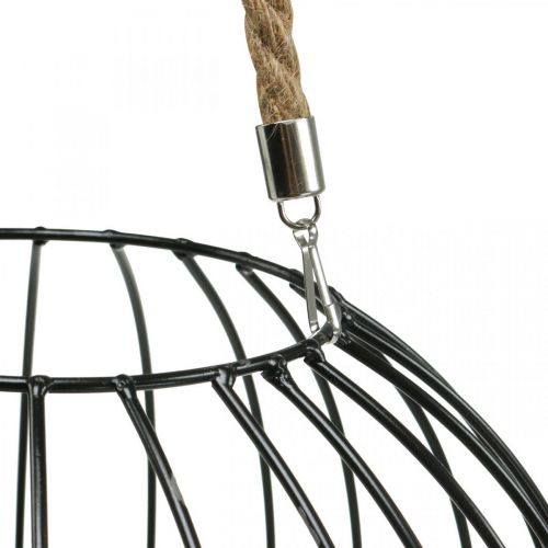 Floristik24 Siermand om op te hangen metalen hangmand zwart Ø32cm