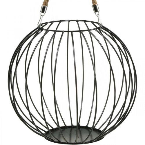 Floristik24 Siermand om op te hangen metalen hangmand zwart Ø32cm